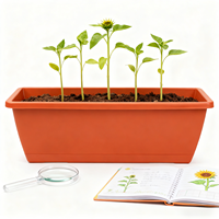 Pot Bunga Persegi dengan Lubang Drainase dan Alas, Pot Plastik Tahan Lama untuk Penggunaan Dalam/Luar Ruangan, Desain Minimalis Modern