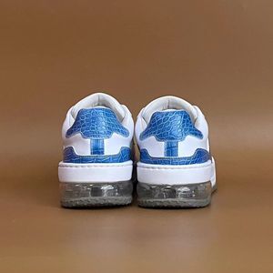 Baskets plateforme pour homme en cuir de crocodile 100% bleu, lacets blancs, chaussures décontractées épaisses, confort toute saison - Product Image 2