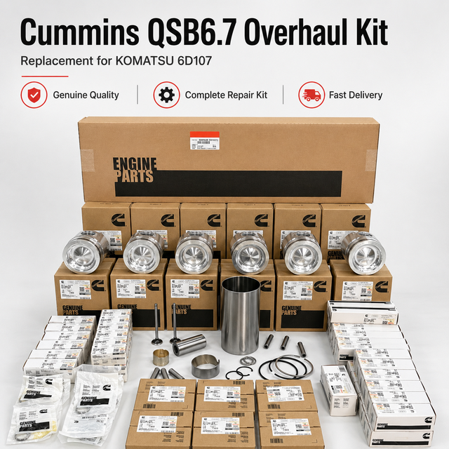 Diesel Engine Parts for Cummins QSB6.7 Engine Overhaul Kit Replace to Komatsu 6D107 SAA6D107E PC200-8 PC220-8 Repair Parts