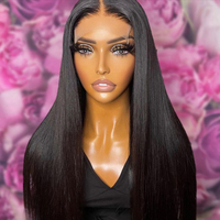 Perruque vietnamienne ultra-lisse en cheveux vierges Remy avec cuticules alignées, couleur brun clair, longue, avec dentelle