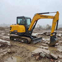 Mini-chargeuse-pelleteuse hydraulique SH60 de 6 tonnes avec accessoires prêts à l'emploi pour le creusement de fossés en verger et les travaux de démolition, certifiée CE