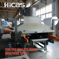 Línea de Pintura por Pulverización para Palés de Madera HICAS SF1000PPS para Palés Europeos, 5-6 Piezas/min, PLC Schneider, Certificación CE