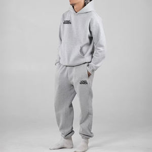 カスタム ユニセックス エッセンシャル デザイナー プレーン ややヘビーウェイト オーバーサイズ 高品質 ストリートウェア コットン パーカー セット メンズ レディース - Product Image 2