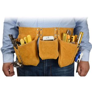 Custom Genuine Leather Tool Belt Bag Buckle Closure 8-11 Compartments Durable Multi-Functional Construction Tool <b>Pouch</b> for <b>Men</b> - Product Image 1