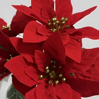 Bouquet de fleurs artificielles en velours et soie, poinsettia à cinq branches, rouge, pour la décoration de Noël du salon