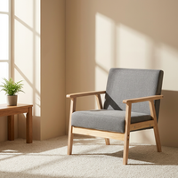 En gros Canapé En Bois Rembourré Rentable Salle À Manger Fauteuil Lin Chaise Canapé Ensemble Meubles Pour Salon