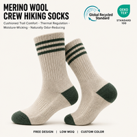 Chaussettes en laine mérinos personnalisées pour la randonnée, chaussettes thermiques rembourrées pour la montagne et les bottes de travail, commande en gros