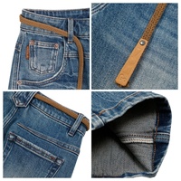 Pantalon décontracté en jean tissé YUANBOFEI pour femme, coupe droite, taille haute, respirant, élégant, boutonné, ample, extensible, délavé