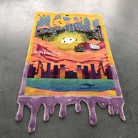 Tapis de salon géométrique jacquard tufté de luxe, grand tapis moderne pour la maison, tapis épais à poils longs, tapis de zone personnalisé 3D