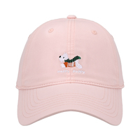 Gorra de Béisbol de 6 Paneles de Algodón Lavado Color Pastel Macaron al por Mayor, Gorra Deportiva de Moda para Mujer con Bordado de Perrito Adorable y Ajustable
