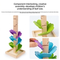 Jouet en bois Piste à billes Arbre coloré avec pétales tombants, jeu interactif éducatif musical pour jeunes enfants garçons et filles