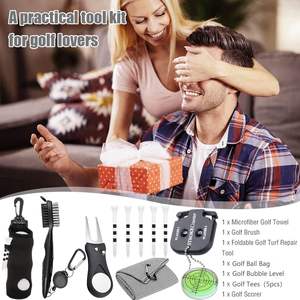 Kit d'accessoires de golf personnalisés : Tees de golf, Serviette de golf, Sac de rangement pour balles de golf, Brosse de nettoyage, Marqueur de balle de golf, Outil de réparation de divots, Compteur de score de golf - Product Image 6