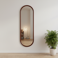 Grand miroir mural moderne en bois massif avec cadre en caoutchouc, 180x100CM, couleur noyer, pour la maison