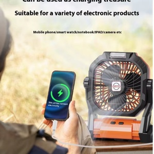 <b>Remote</b> <b>Control</b> Rechargeable LED Light Hook Four Speeds 20000mAh Battery Low Noise Portable Camping Fan for Outdoor Use - Product Image 6