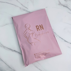Custom Matte Pink Poly Mailers Rose Gold Print Logo <b>Waterproof</b> Self Seal Plastic Shipping Bags For Clothing Packing - Product Image 2