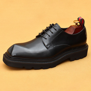 Zapatos casuales de negocios para hombre - Cuero genuino - Diseño retro británico con punta cuadrada - Diseño con altura aumentada - Product Image 3
