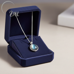 UM JEWELRY Collar con Colgante de Piedra Lunar de Plata de Ley 925 Bañada en Rodio Hecho a Mano Original para Boda y Fiesta, Cadena de Caja, Regalo para Mujer - Product Image 4