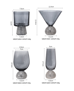 Premium Shaker Cocktail Bar Royal événements lunettes gobelet cristal diamant luxe fumé gris <span class=keywords><strong>Martini</strong></span> Vino rouge vin verres ensemble - Product Image 2
