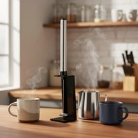 Pailite Mousseur à Lait Électrique Portable Puissant en Acier Inoxydable 304 Écologique, Fonctionnant sur Piles