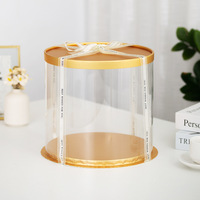 Boîte à gâteau ronde transparente à motif cylindrique clair, emballage pour cadeaux de fleurs, anti-poussière, boîte de rangement pour gâteaux d'exposition