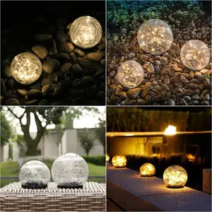 Açık renkli yolu güneş yeraltı bahçe lambası su geçirmez kırık cam küre LED lamba dekoratif manzara gece ışıkları