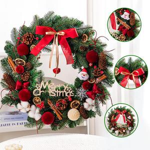 YUELIAN 35cm 50cm 60cm PE Round Pinecone Bow <b>Artifical</b> Christmas Wreath Window Hanging Xmas Party Decoration - Product Image 4