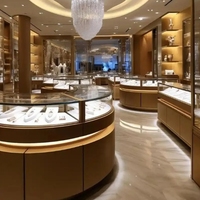 Présentoirs à bijoux métalliques antivol pour kiosque de centre commercial avec éclairage LED et capteurs et système d'alarme dissimulés pour vitrine en espace ouvert