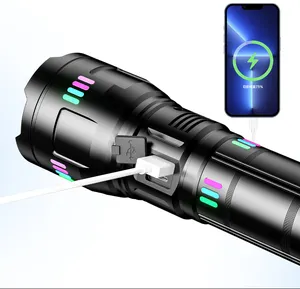 New 2024 Hot Sale Aluminum Alloy Torches Telescopic Focusing 4*18650 Batteries Laser Torch Flashlight