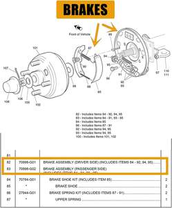 70998-G01/ 70998-G02 Conjunto de freno de carro de golf del lado del conductor y del pasajero para EZGO TXT <span class=keywords><strong>PDS</strong></span> Medalist y Yamaha - Product Image 6