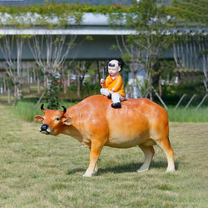 Soporte Oem resina granja vacas ganado a la venta/tamaño real amarillo ganado estatua Prop/fibra de vidrio 2M altura jardín ganado <span class=keywords><strong>escultura</strong></span> - Product Image 3