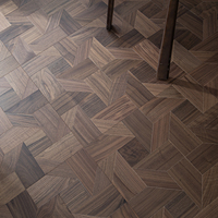 Parquet multicouche de luxe couleur noyer foncé, design arabesque classique