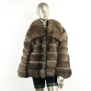 manufacturer wholesale vendor price luxury winter big collar real fox fur coat for women