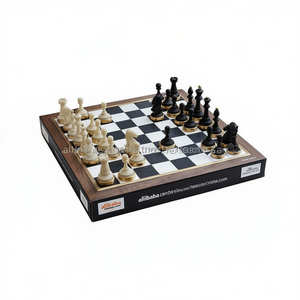 Planches d'échecs en bois Aimant en bois portable écologique Planches de jeu d'échecs Pièces d'échecs imprimées dans une boîte en bois - Product Image 1