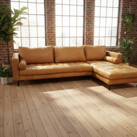 Ensemble de canapés sectionnels en cuir véritable de luxe contemporain en forme de L pour salon et hôtel, chaise longue douce et confortable