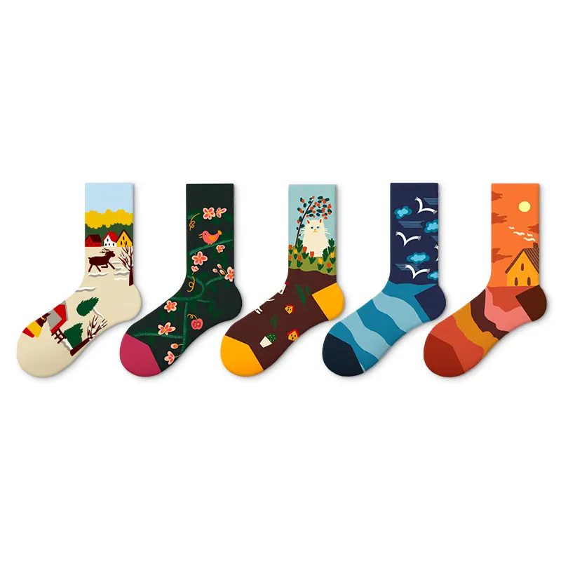 Chaussettes dessins animés avec logo brodé cactus jack, 1 paire, qualité supérieure, à la mode, avec impression, pour hommes et femmes