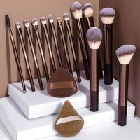 Ensemble de pinceaux de maquillage professionnels en gros, manche en aluminium, double embout, pour fond de teint, blush et fard à paupières, logo personnalisé OEM