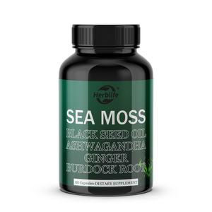Cápsulas de Musgo Marino con Aceite de Semilla Negra, Ashwagandha, Jengibre, Raíz de Bardana, Mejora el Sistema Inmunológico, Mejora la Salud - Product Image 1