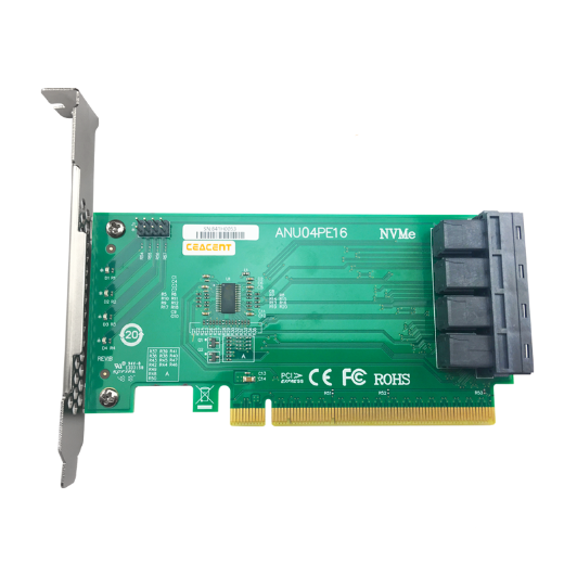 CNU04PE16 NVMe SSD to PCIe Adapter, PCIe 3.0 X16 SFF8643*4 Support up to 4 NVMe U.2 SSD