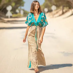 2023 Beachwear Fabric Morocco Arab India Abaya Dubai Women Muslim Moroccan Beach Caftan Dress Moroccan Kaftan Dresses