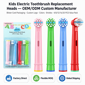 Cabezales de Repuesto para <span class=keywords><strong>Cepillo</strong></span> de Dientes Eléctrico Personalizados para Niños, Cerdas Extra Suaves Compatibles, Paquete de 4/8/12/16/20 Unidades en Blíster, OEM ODM - Product Image 1
