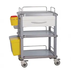 Mobile Light Weight Medical Instrument Cart ABS Hospital Treatment Trolley