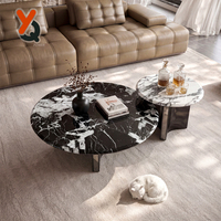Italienischer Moderner Natürlicher Marmor Runder Couchtisch Luxuriöser Hochwertiger Wohnzimmertisch für Zuhause Hotel Apartment Anpassbar