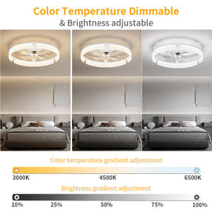 Ventilateur de plafond intelligent à 7 pales pour chambre à coucher, design métallique, température réglable en 3 couleurs, moteur DC silencieux <30dB, 6 vitesses, avec télécommande - Product Image 3