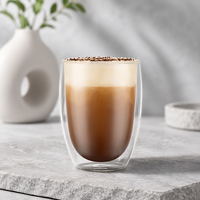 Ensemble de 6 verres à double paroi JY, 350 ml, tasses à latte, résistantes au micro-ondes, pour boissons froides, soufflées à la bouche