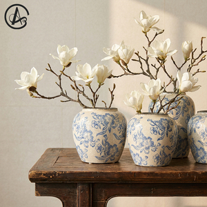 <span class=keywords><strong>Vase</strong></span> de table floral artisanal en porcelaine de Jingdezhen bleu et blanc, style traditionnel chinois, cuite à haute température, pour mariage et Pâques - Product Image 1