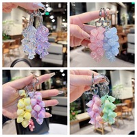 Porte-clés transfrontalier en acrylique, série motif fleur et chaîne de raisins, style mignon, emballé individuellement, mode personnalisée, pour petite amie