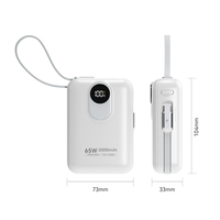 Batterie externe portable grande capacité 20000 mAh avec charge ultra-rapide 65W, câbles intégrés, design léger et fin – Offre Spéciale