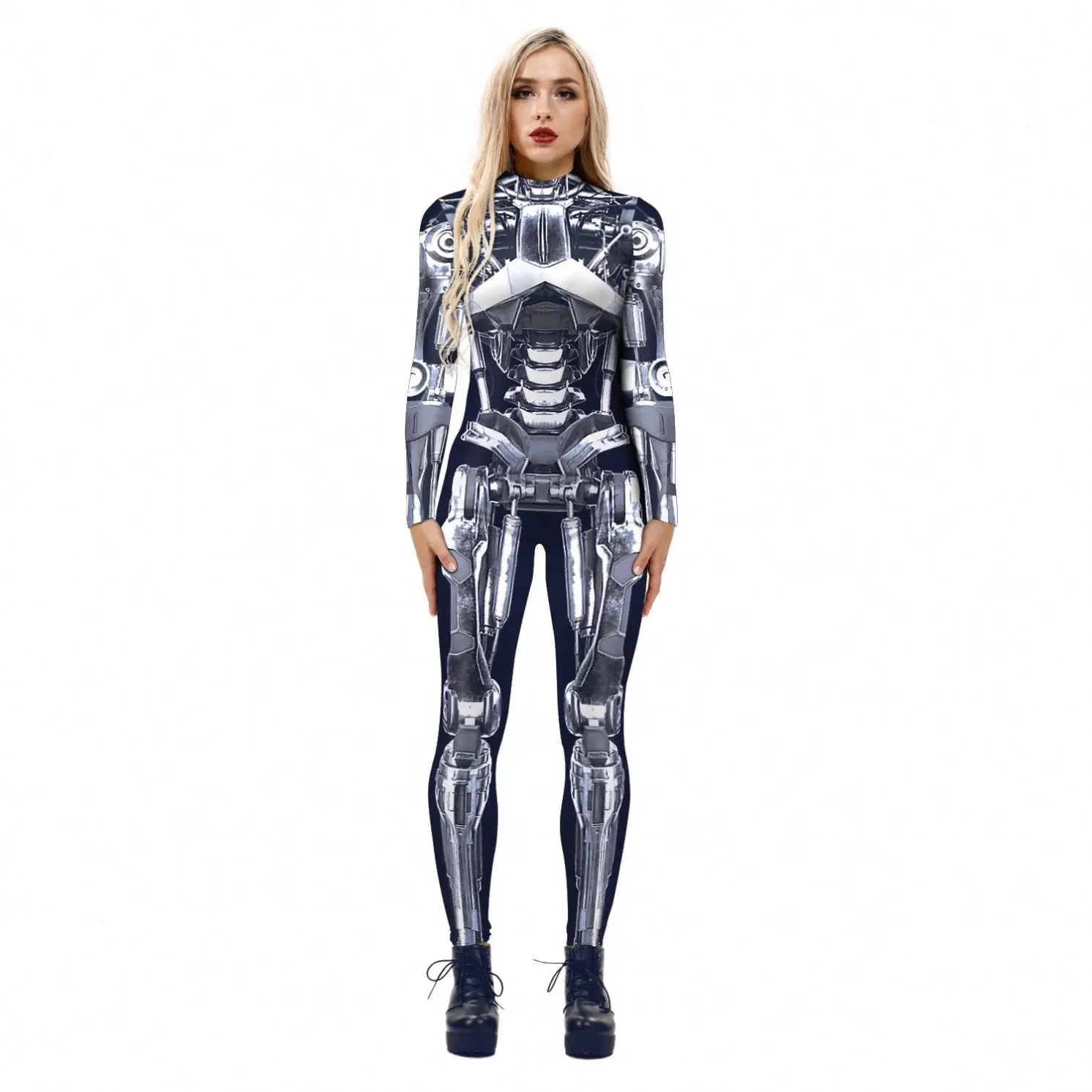 Halloween sexy phụ nữ cosplay in kỹ thuật số Bộ Xương Jumpsuit mô hình cơ bắp một mảnh bodysuits Armor in kỹ thuật số cosplay