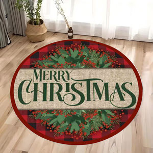 Tapis circulaire du jour de Noël avec renne antidérapant et tapis rond de décoration d'intérieur lavable en machine - Product Image 3