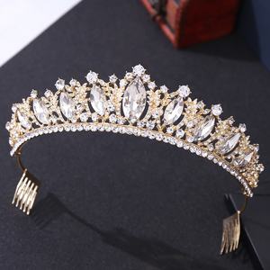 Couronne en strass de mariage, luxueuse et personnalisée, couleur argent et or, faux diamants, pour un spectacle ou un mariage, diadème du monde - Product Image 4